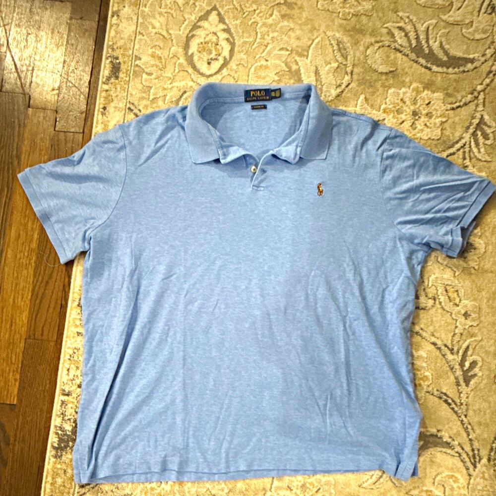 Polo Ralph Lauren Men’s Polo Shirt 2XL Big & Tall Blue Solid Classic Fit Logo